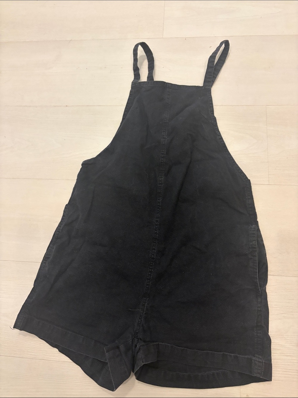 OAK + FORT Black Denim Overall Romper with Adjustable Straps